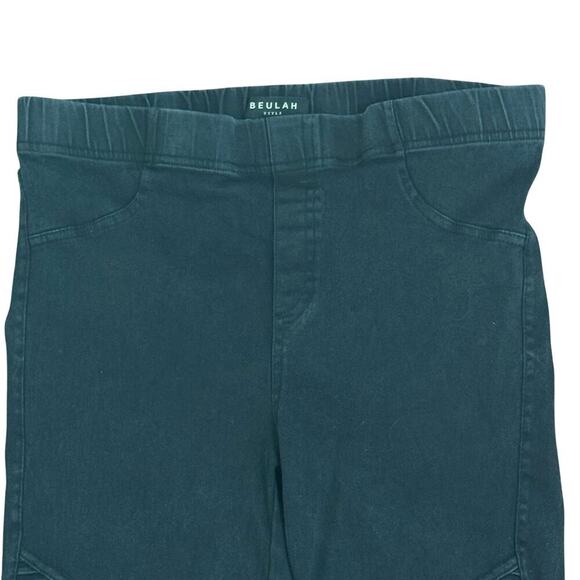 BEULAH Black Stretch Denim Moto Leggings Jeggings Skinny Zipper Ankle Sz M - Picture 5 of 12